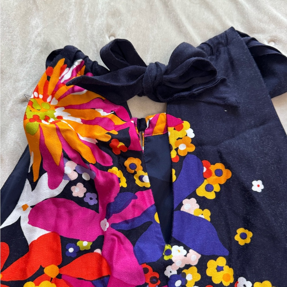 Trina Turk Navy Midi Dress with Pink & Yellow Floral Print - Picture 5 of 8